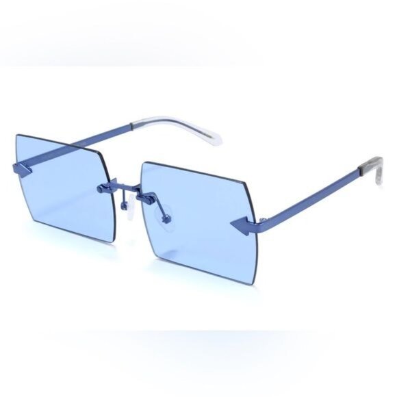 Karen Walker The Bird Rimless Rectangle Sunglasses in Blue Pattern - Picture 2 of 7